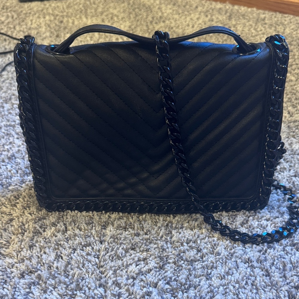 Aldo Black Quilted Crossbody Bag with Chain